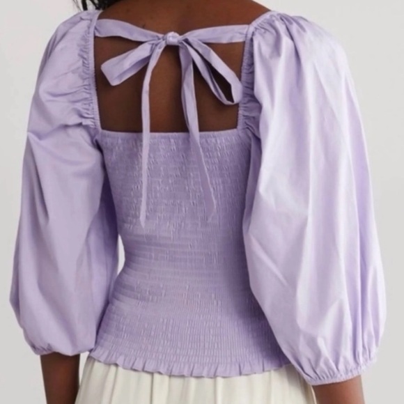 Wayf lavender gathered puff sleeve top - Picture 2 of 2
